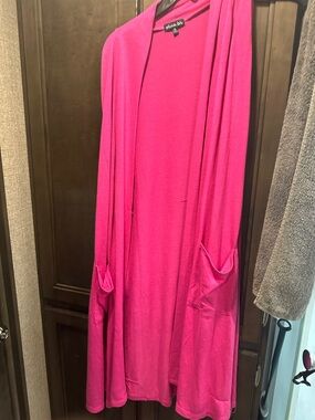 Olivia Blu Hot Pink Open Front Cardigan